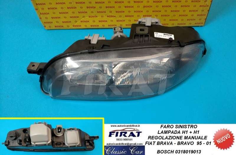 FARO FIAT BRAVA BRAVO 95 - 01 H1+H1 SX BOSCH 0318019013